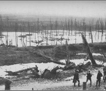 the devastated landscape of a world war 1 battlefield near Verdun